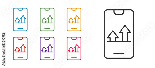 Set line Online sports betting icon isolated on white background. Sport bet bookmaker. Betting online make money. Set icons colorful. Vector