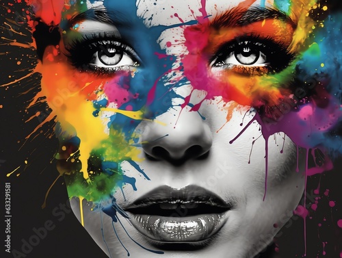 Woman Portrait as Color Splash Art