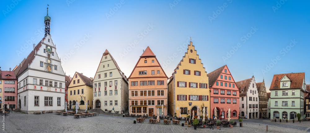 Golden Hour Magic - Captivating Views of the Beautiful Sunrise at Rothenburg ob der Tauber's Market Square, Germany