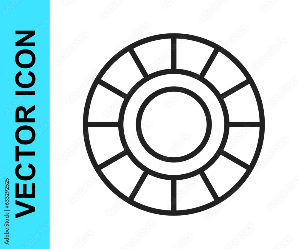 Black line Casino chips icon isolated on white background. Casino gambling. Vector Black line Casino chips icon isolated on white background. Casino gambling. Vector