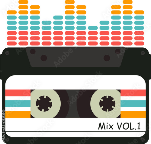 Retro audio cassette with sound wave