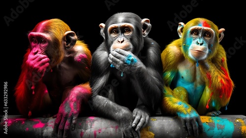 Color Splash Three Monkeys © Tim Kerkmann