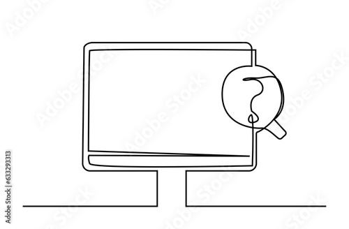 computer screen question mark research object business line art icon