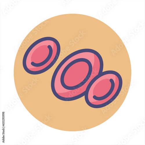 Flat red blood cells icon. Medical biological heart vein and circulatory system health symbol. Healthcare medicine laboratory tests object. Vector isolated background illustration