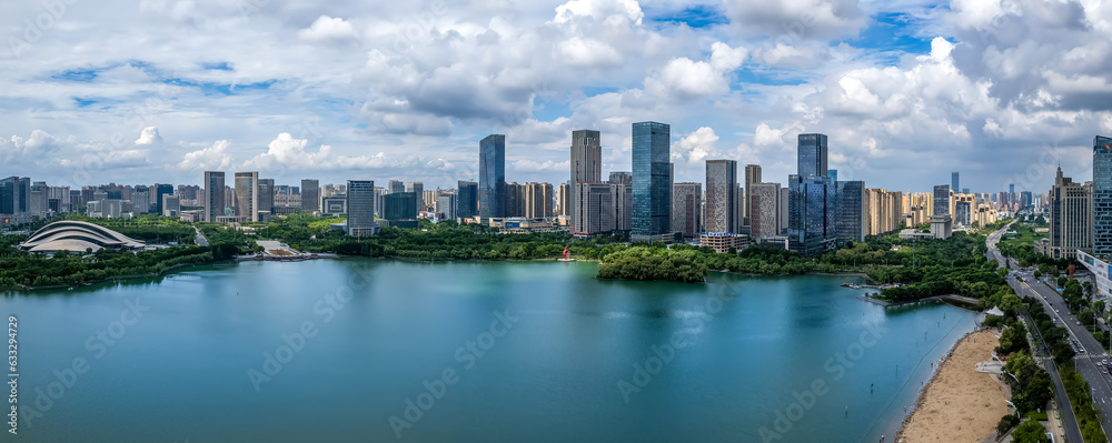 Aerial photo of a large panoramic view of the city of Hefei, Anhui.. .