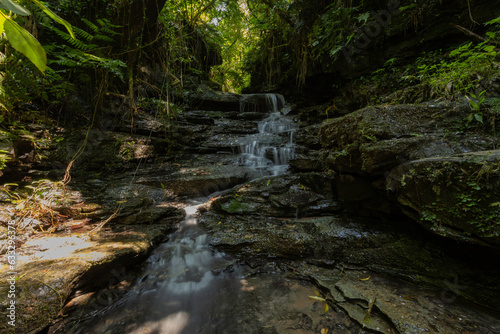 Waterfall photographed in long exposure  in Rio Azul  Paran    Brazil.