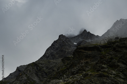 mysty conditions in the Alps of Val d'Anniviers, Valais