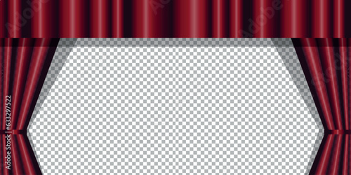 Burgundy red curtain background for theather shows, stand-up comedy and presentations, dark velvet texture.