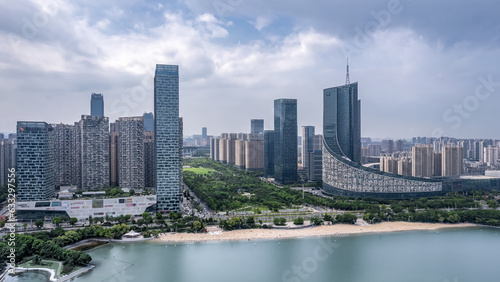 Aerial photography of the urban scenery of Hefei  Anhui  China