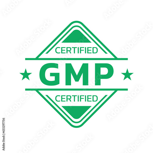 GMP certified icon, logo or label. Good Manufacturing Practice stamp or seal. Vector illustration.