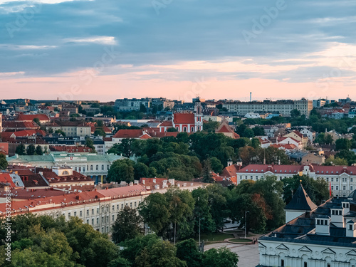 Vilnius, Lithuania - 07 30 2023: General view of Vilnius Old Town