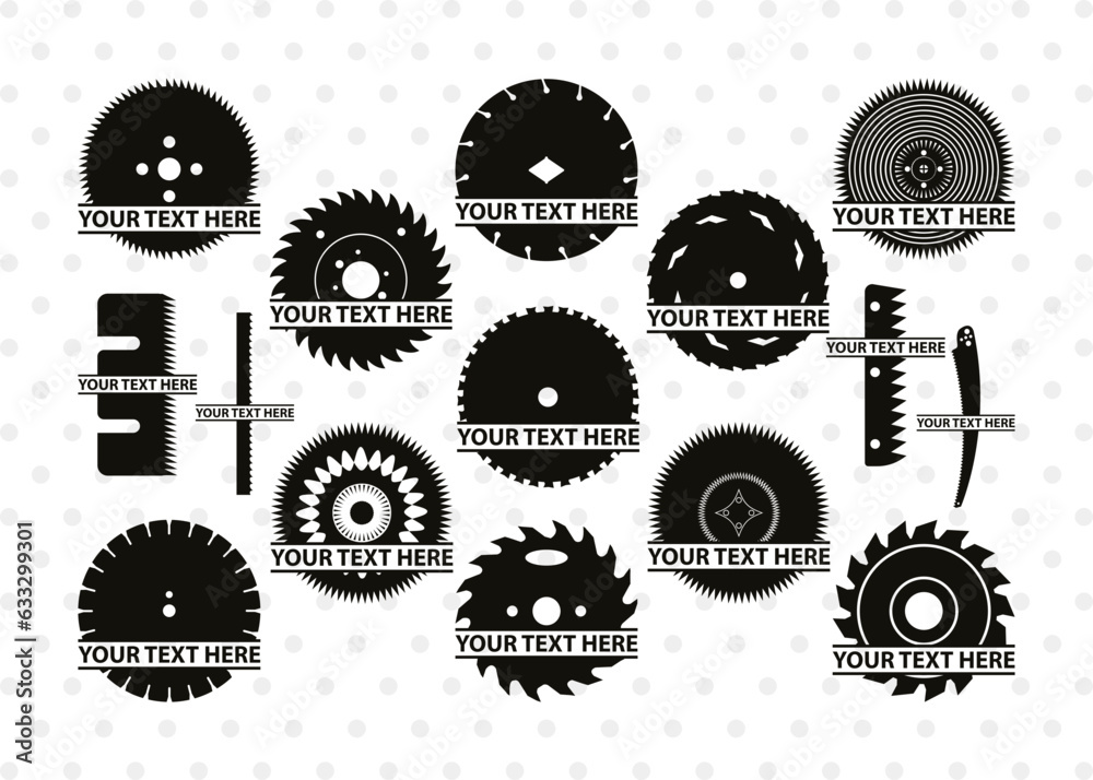 Saw Blade Split Monogram, Saw Blade Silhouette, Saw Blade Svg, Steel