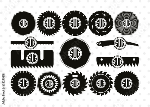 Saw Blade Circle Monogram, Saw Blade Silhouette, Saw Blade Svg, Steel Svg, Wheel Svg, Circular Saw Svg, SB00085