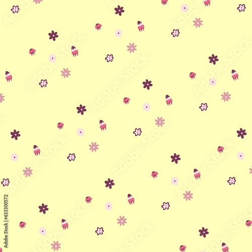 florals flower abstract seamless pattern with element hand drawn illustration. beautiful seamless pattern wallpaper background