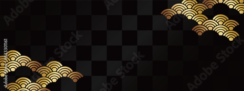 高級感のある和柄のバナー　ブラック＆ゴールド