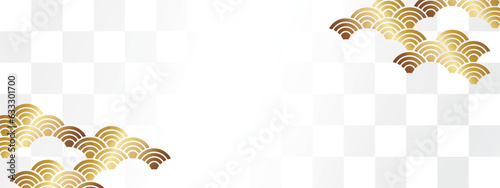 高級感のある和柄のバナー　ホワイト＆ゴールド