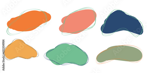 Doodle Blob shapes vector set. Organic abstract simple fluid splodge elemets. Abstract colorful trendy vector illustration. isolated on white background