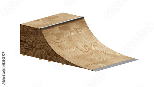 Half pipe skateboarding ramp. Skatepark stuff. 3D rendering
