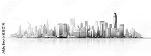 World Trade Center and skyscraper, high-rise buildings on a white background. Created with Generative AI technology.