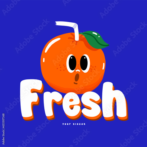Fresh orange juice logo design, Orang juice logo design, Vector illustration