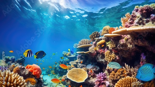 Leinwand Poster Ocean coral reef underwater