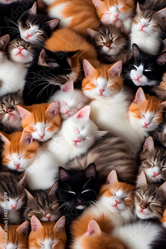 background pattern of sleeping kittens