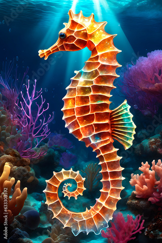 seahorse at the bottom of the sea © Ocharonata