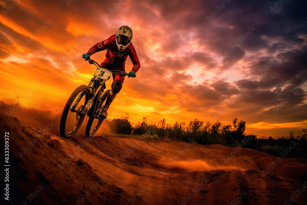 Naklejka premium Biking at Dusk