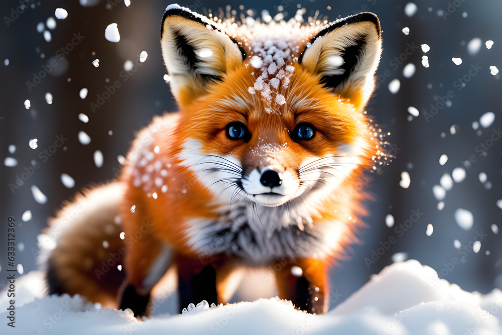 Fototapeta premium fox in the snow Generative AI
