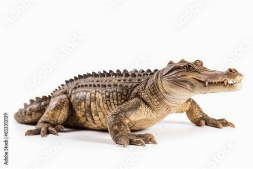 Large crocodile isolated on white background , Wildlife crocodile open mouth , Created with Generative Ai Technology