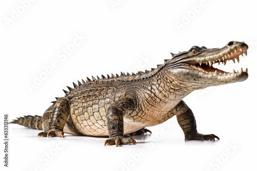 Large crocodile isolated on white background , Wildlife crocodile open mouth , Created with Generative Ai Technology © Atchariya63