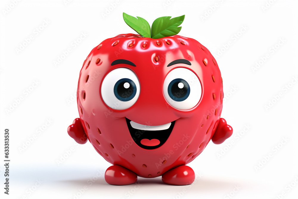 Obraz premium Cartoon strawberry isolated on white background