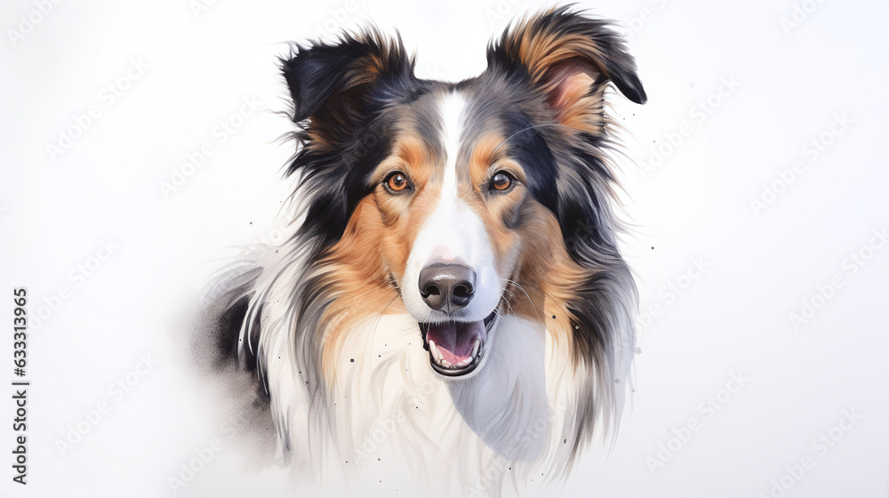 Collie, dog with white background