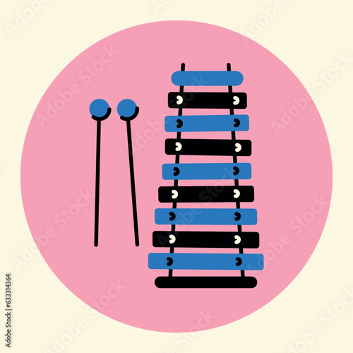 Toy kids xylophone color line icon.