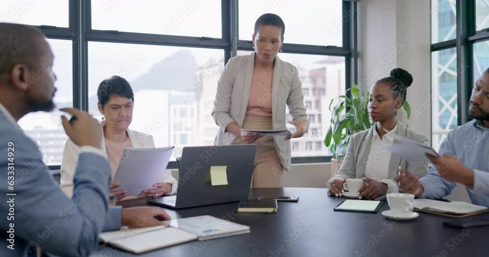 Manager, documents paperwork or business people in meeting for our vision or data analytics research. Team project, leadership or CEO talking or giving sales report for financial growth in office Manager, documents paperwork or business people in meeting for our vision or data analytics research. Team project, leadership or CEO talking or giving sales report for financial growth in office