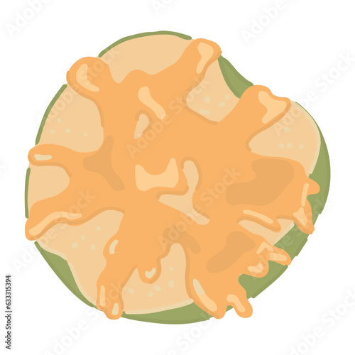 Clipart of baked caramelized apple. Doodle of healthy autumn season dessert. Vector illustration in cartoon style isolated on white background.