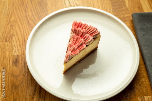 Cheese cake on a white plate
