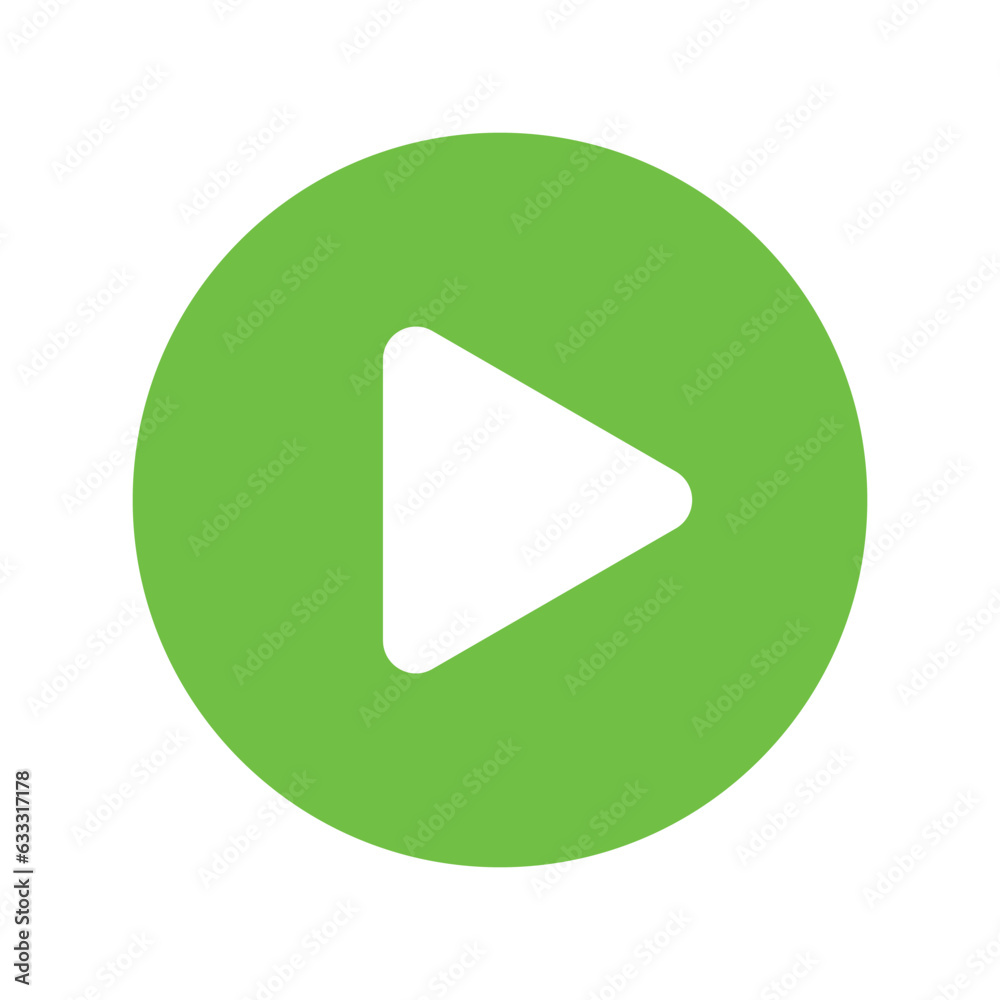 Play button green color icon video audio player and transparent background. Play button green color icon video audio player and transparent background.