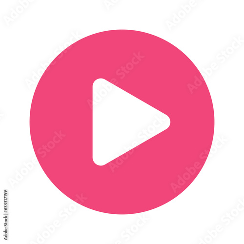 Play button pink color icon video audio player and transparent background.