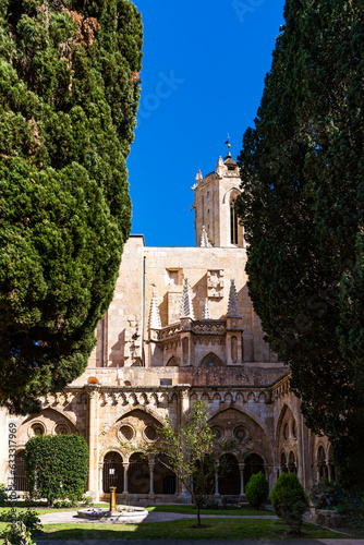 view of the walls from the inner courtyard of the cathedral santa maria of tarragona