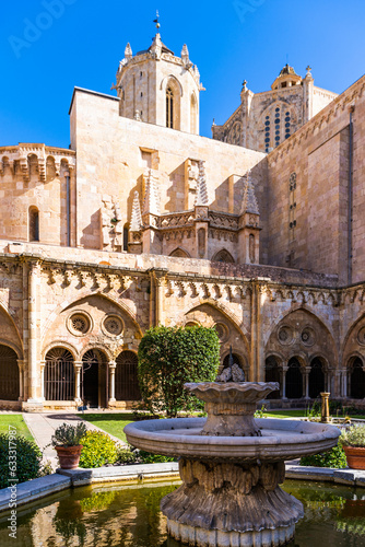 view of the walls from the inner courtyard of the cathedral santa maria of tarragona
