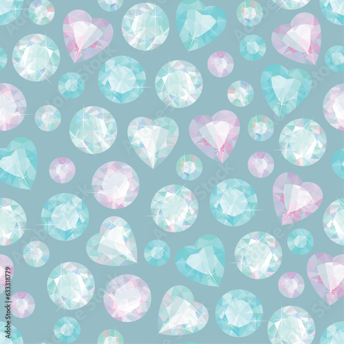 Shiny diamonds of different shape vector pattern