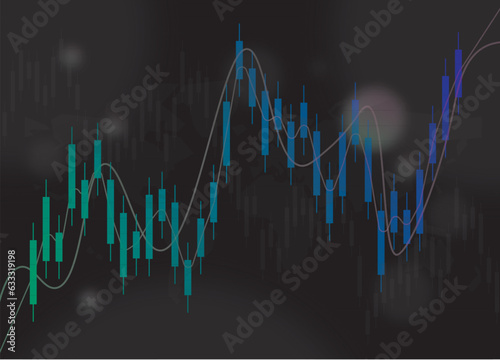 Stock market and exchange. Candle stick graph chart of stock market investment trading. Stock market data. Bullish point, Trend of graph. Vector illustration