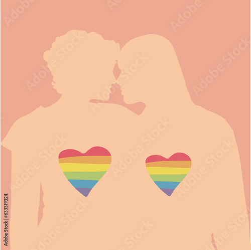 Silhouette of LGBTQ people isolated. Silhouette vector stock illustration. Concept of homosexual, gay community, tolerant LGBTQ society.
