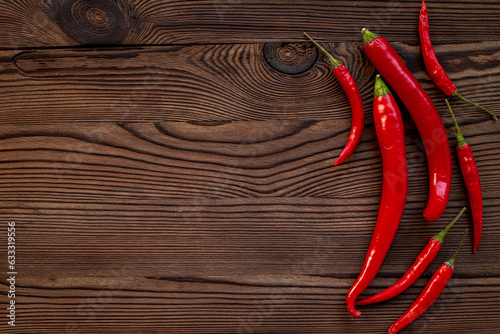 Spicy vegetables background - red chili pepper,top view