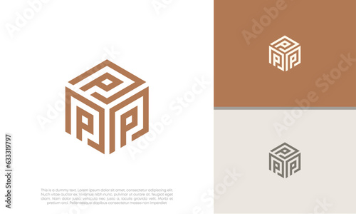 Initials P logo design. Initial Letter Logo. Innovative high tech logo template.