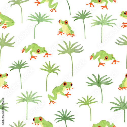 Tree frog pattern. Seamless...