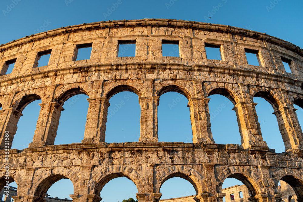 Pula Arena is a Roman amphitheatre located in Pula, Croatia. This photo is taken in July, 2023. Pula Arena is a Roman amphitheatre located in Pula, Croatia. This photo is taken in July, 2023.