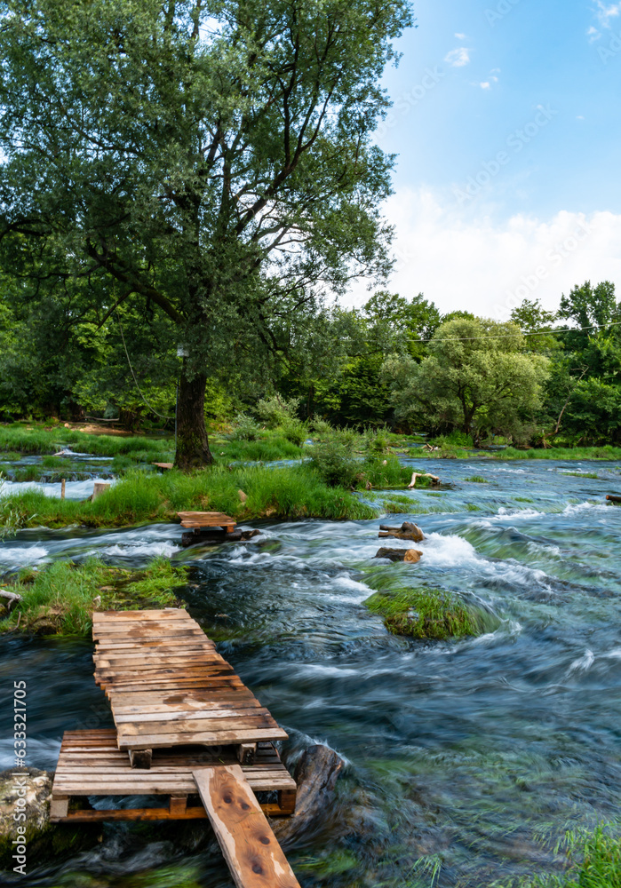 Beautiful river Una in Bosnia and Herzegovina. This photo is taken in July, 2023.