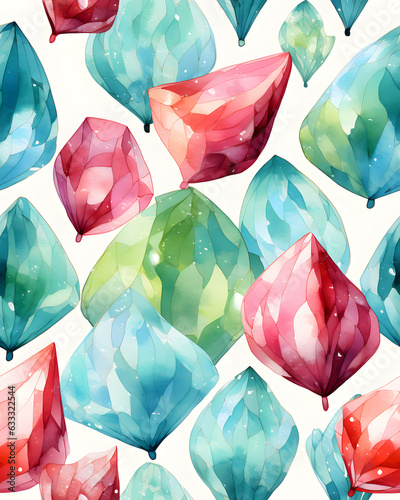 Colorful diamond watercolor seamless pattern